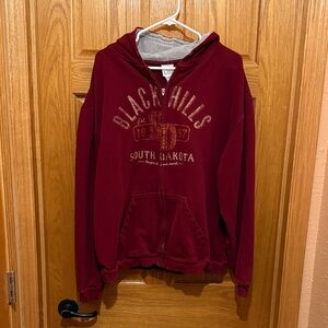 Men's Burgundy Zip-Up Hoodie